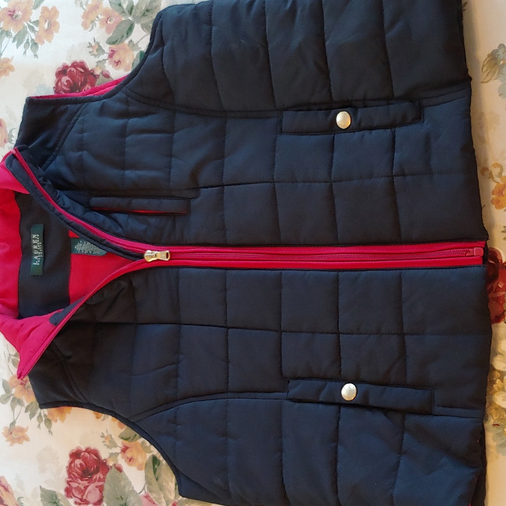 Lauren Ralph Lauren Red and Black Quilted Puffer Vest Women's Petite Large - Picture 12 of 15